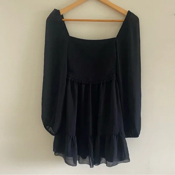Aritzia Wilfred Tempest Black Long Sleeve Mini Dress - Picture 2 of 11